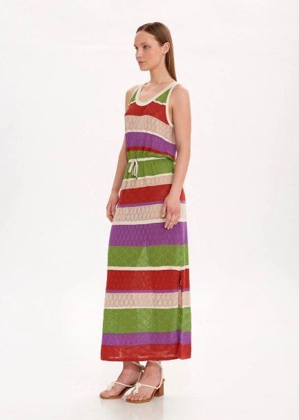 Color Blok Triko Elbise - 3