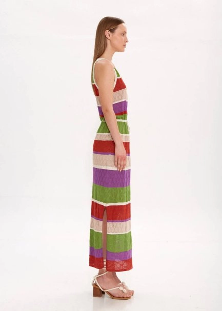 Color Blok Triko Elbise - 4