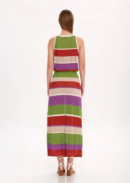 Color Blok Triko Elbise - 5