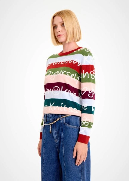 COLORFUL SLOGAN PATTERNED SWEATER - 3