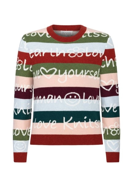 COLORFUL SLOGAN PATTERNED SWEATER - 6