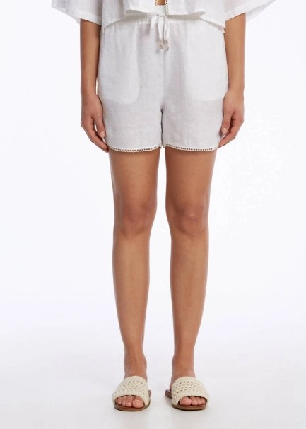 CONTRAST DETAILED PEARLY KNIT SHORTS - 1