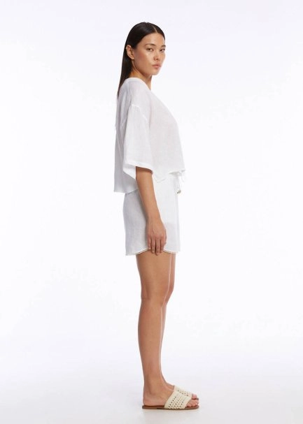 CONTRAST DETAILED PEARLY KNIT SHORTS - 4