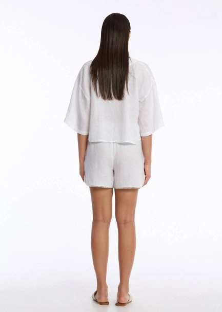 CONTRAST DETAILED PEARLY KNIT SHORTS - 5