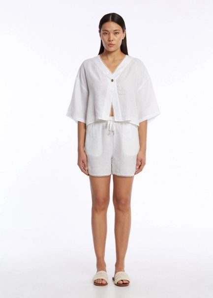 CONTRAST DETAILED PEARLY KNIT SHORTS - 2