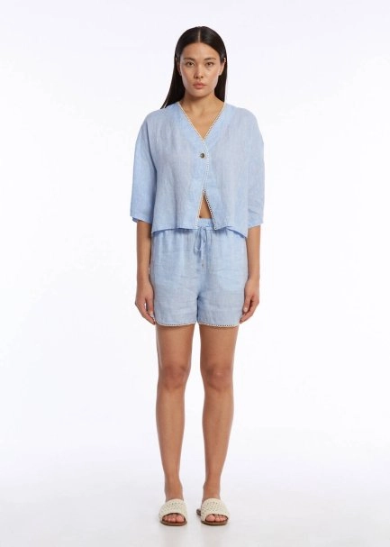 CONTRAST DETAILED SKY KNIT SHORTS - 2