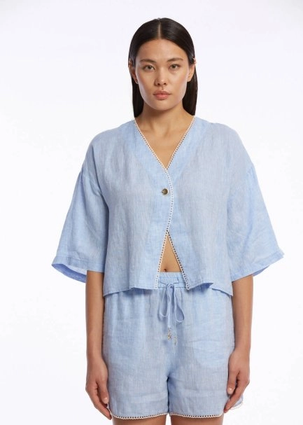 CONTRAST DETAILED SKY KNIT TOP - 1