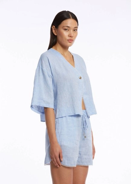 CONTRAST DETAILED SKY KNIT TOP - 3