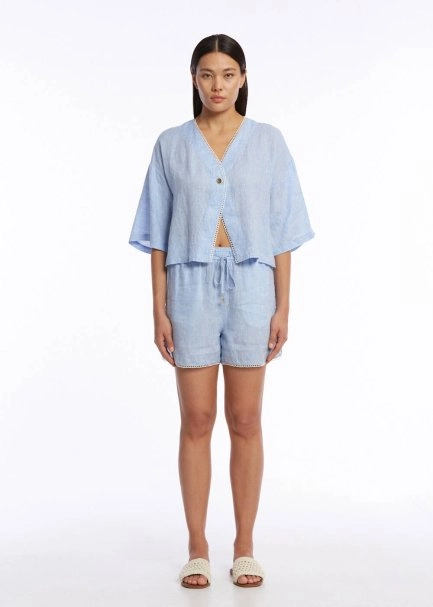 CONTRAST DETAILED SKY KNIT TOP - 2