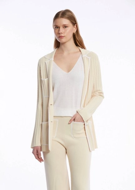 CONTRAST STRIPED SAND KNIT JACKET - 3