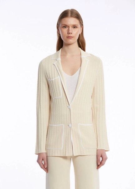 CONTRAST STRIPED SAND KNIT JACKET - 1