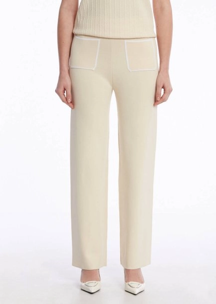 CONTRAST STRIPED SAND KNIT PANTS - 1