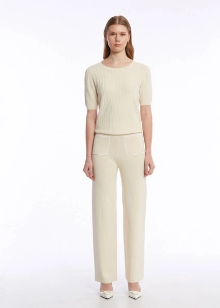 CONTRAST STRIPED SAND KNIT PANTS - 2