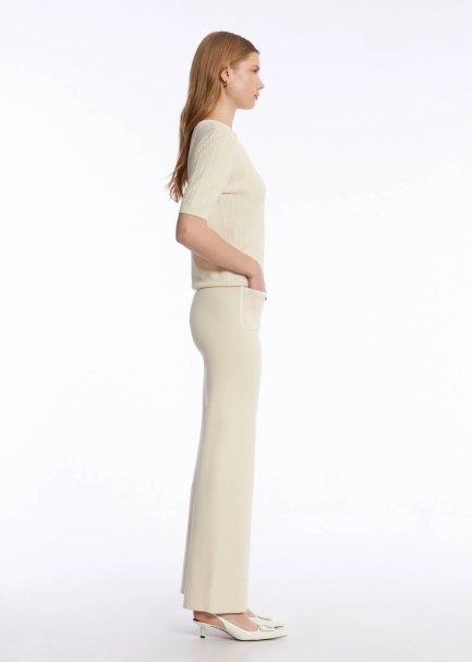 CONTRAST STRIPED SAND KNIT PANTS - 4