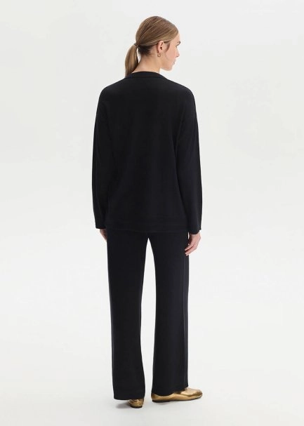 COTTON SILK BLEND BLACK KNIT CARDIGAN - 5