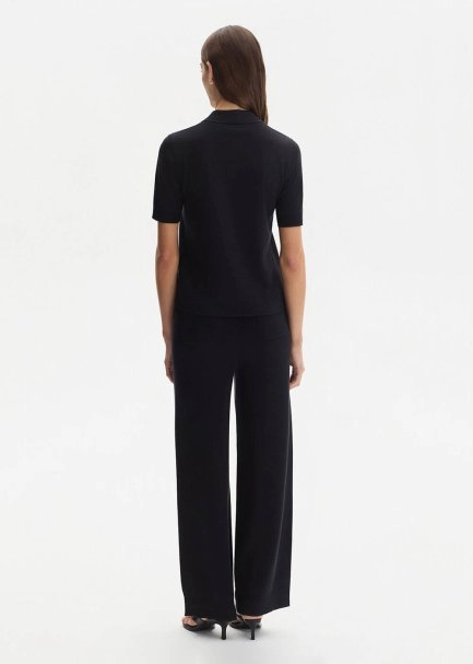 COTTON SILK BLEND BLACK KNIT TOP - 5