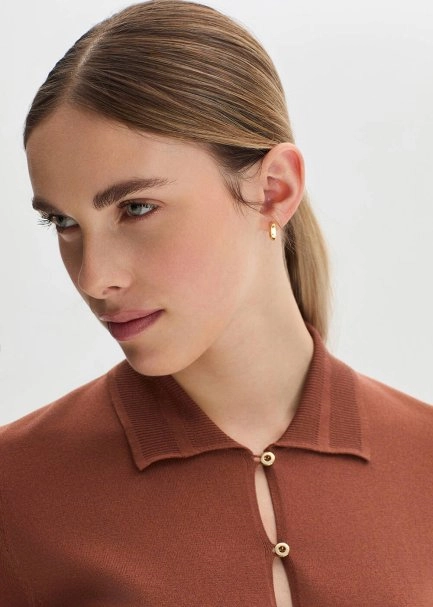 COTTON SILK BLEND CINNAMON KNIT TOP - 3