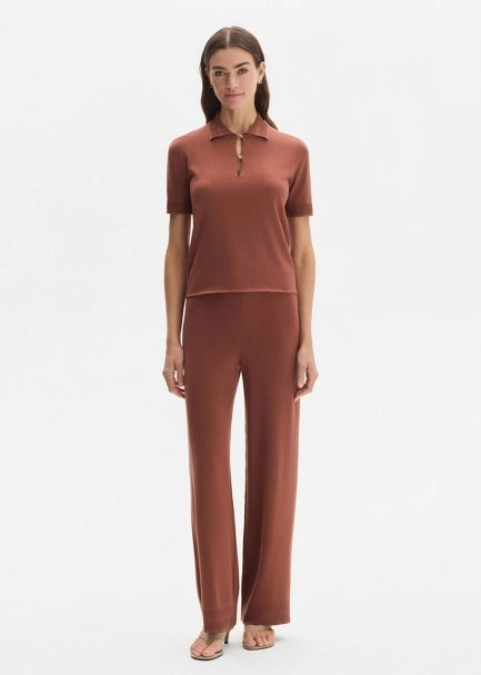 COTTON SILK BLEND CINNAMON KNIT TOP - 2