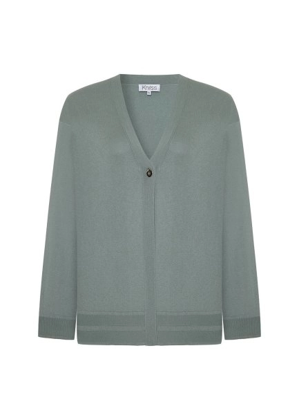 COTTON SILK BLEND CLAY KNIT CARDIGAN - 6