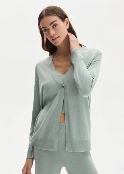 COTTON SILK BLEND CLAY KNIT CARDIGAN - 3