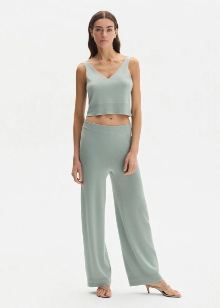 COTTON SILK BLEND CLAY KNIT PANTS - 2