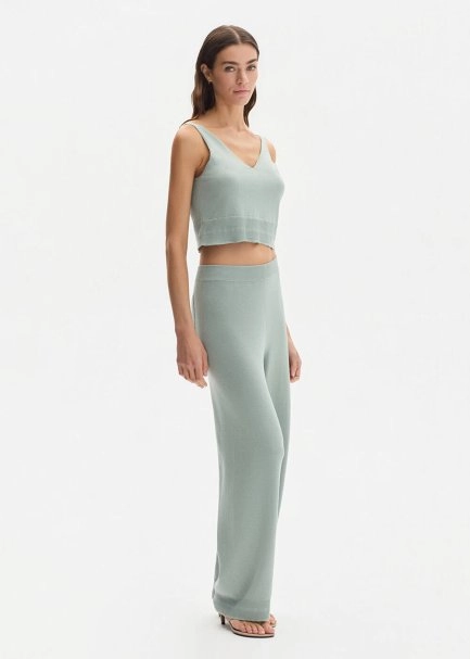 COTTON SILK BLEND CLAY KNIT PANTS - 3