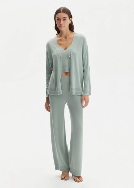 COTTON SILK BLEND CLAY KNIT PANTS - 4