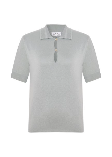 COTTON SILK BLEND CLAY KNIT TOP - 6