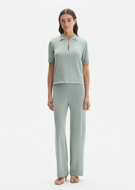 COTTON SILK BLEND CLAY KNIT TOP - 2