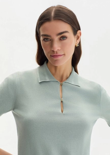 COTTON SILK BLEND CLAY KNIT TOP - 4