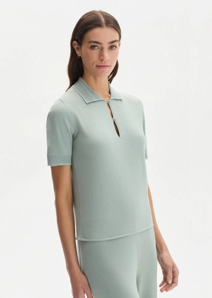 COTTON SILK BLEND CLAY KNIT TOP - 3