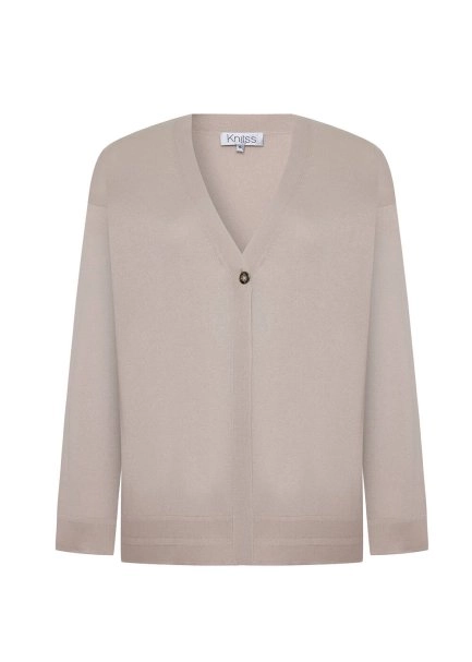 COTTON SILK BLEND NATURAL KNIT CARDIGAN - 6