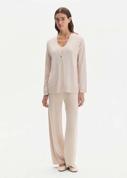 COTTON SILK BLEND NATURAL KNIT CARDIGAN - 3