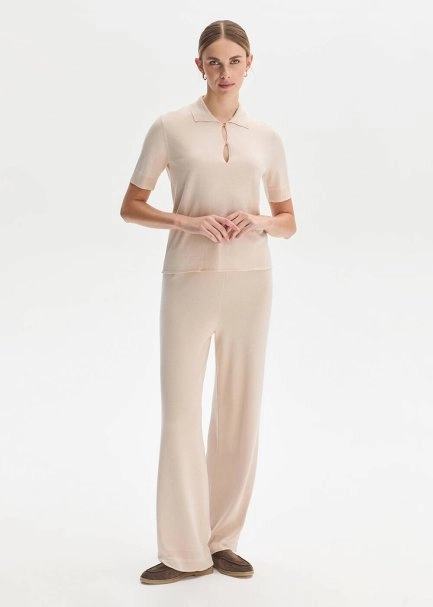 COTTON SILK BLEND NATURAL KNIT TOP - 4