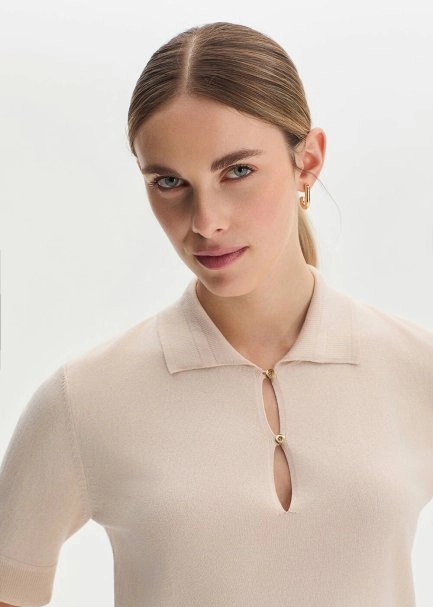 COTTON SILK BLEND NATURAL KNIT TOP - 3