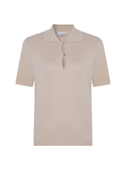 COTTON SILK BLEND NATURAL KNIT TOP - 6