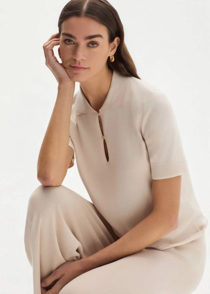 COTTON SILK BLEND NATURAL KNIT TOP - 4