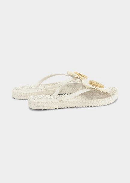 Cream Flower Detail Flip-Flops - ILSE JACOBSEN - 3