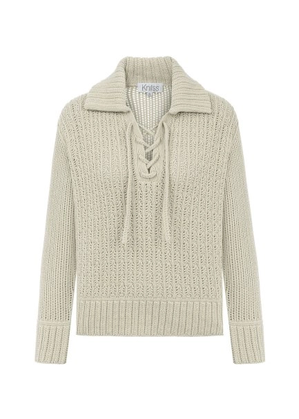 CREAM ORGANIC COTTON CASHMERE BLEND SWEATER - 6