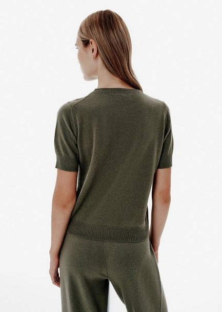 Crew Neck Green Cashmere Knit Top - 5