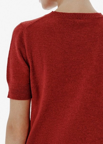 Crew Neck Ruby Cashmere Knit Top - 4