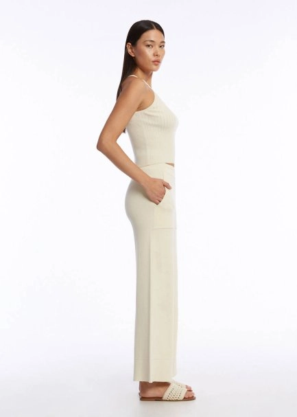 Crop Bej Triko Pantolon - 4