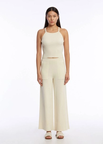 Crop Bej Triko Pantolon - 2