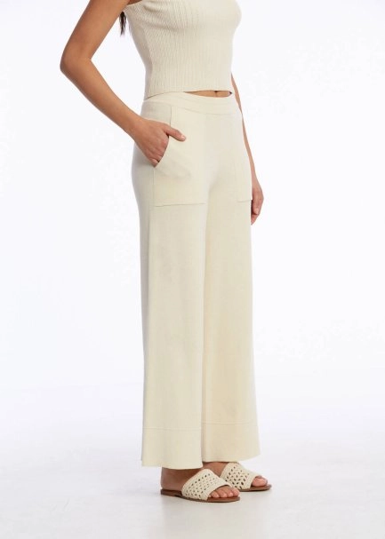 CROP SAND KNIT PANTS - 3