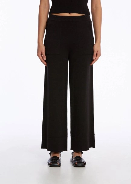 Crop Siyah Triko Pantolon - 1