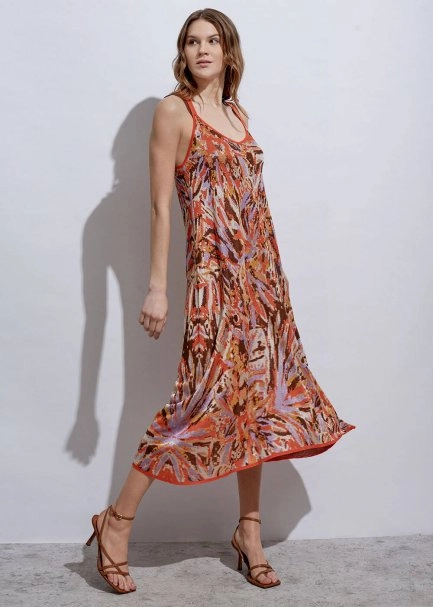 Cross Back Jacquard Patterned Knit Dress - 2