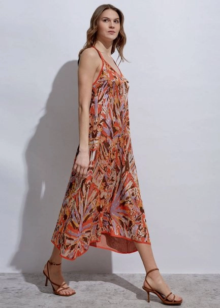 Cross Back Jacquard Patterned Knit Dress - 4