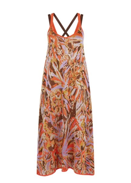 Cross Back Jacquard Patterned Knit Dress - 7