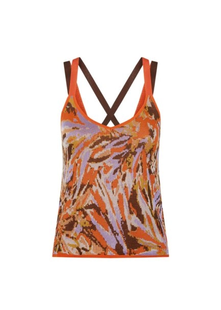 Cross Back Jacquard Patterned Knit Top - 7