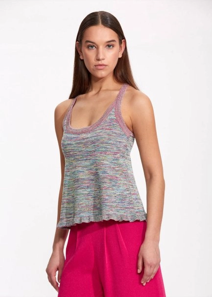 CROSS BACK STRAPS KNIT TOP - 3